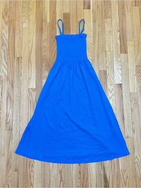 H&M Bright Blue Midi Dress with Spaghetti Straps